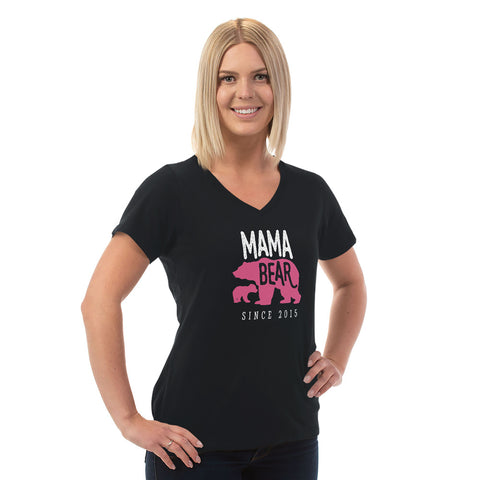 Image of Mama Bear Personalized Ladies V Neck Tee