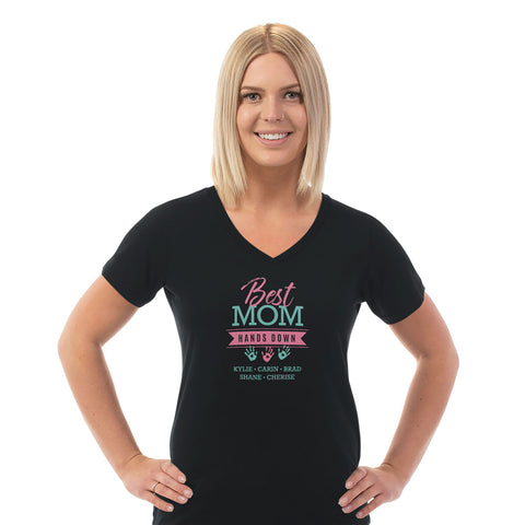 Image of Hands Down Personalized Ladies V Neck Tee