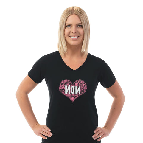 Image of Mom Heart Ladies Cotton V-Neck T-Shirt