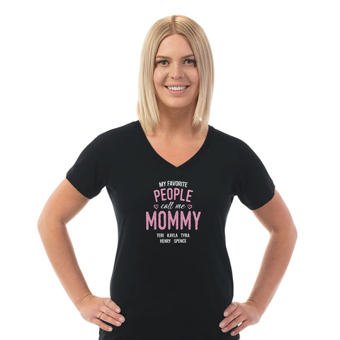Image of Favorite People Personalized Ladies V Neck Tee