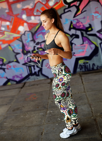 Image of Violet Sugar Skull Leggings