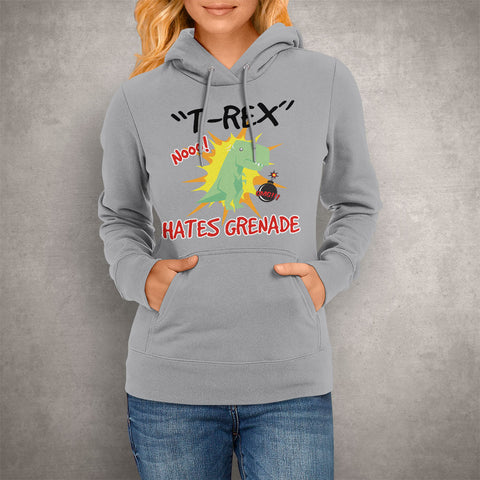 Image of Unisex Hoodie T-Rex Hates Grenade