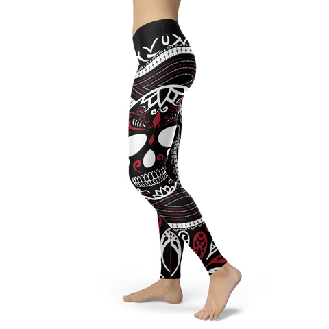 Image of Sugar Skull Ornamental Skull Leggings Yoga Pants