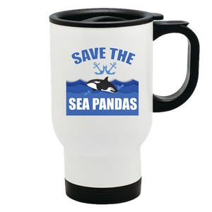 Metal Coffee and Tea Travel Mug Sea Pandas
