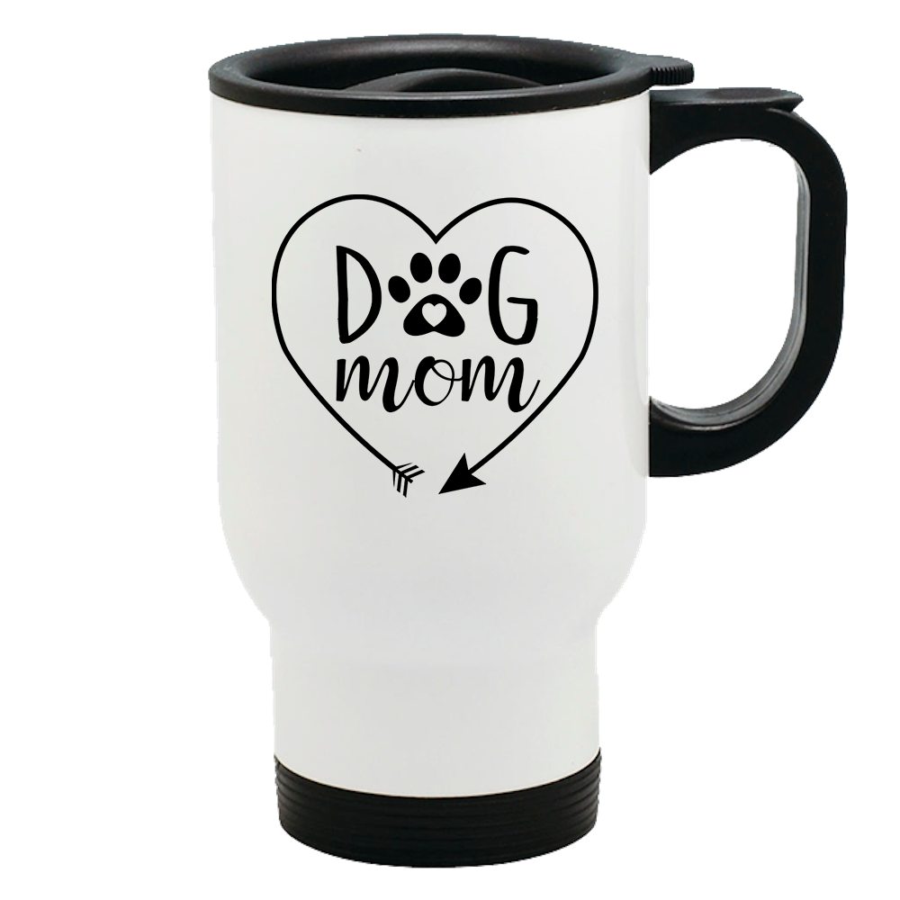 Metal Coffee and Tea Travel Mug Dog Mom Heart