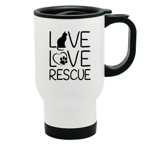 Metal Coffee and Tea Travel Mug Live Love Rescue Cat