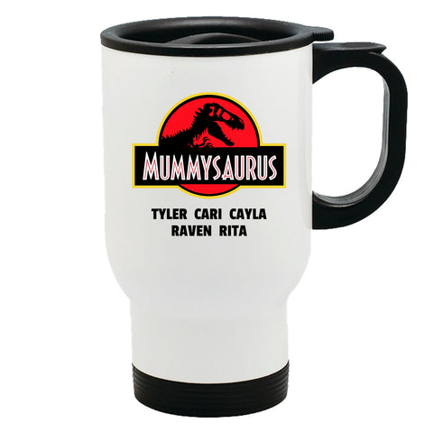 Image of Mummysaurus Personalized Metal Coffee and Tea Travel Mug