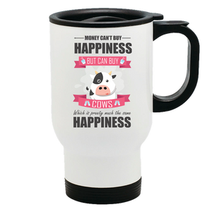 Metal Coffee and Tea Travel Mug Happiness Cow Lover