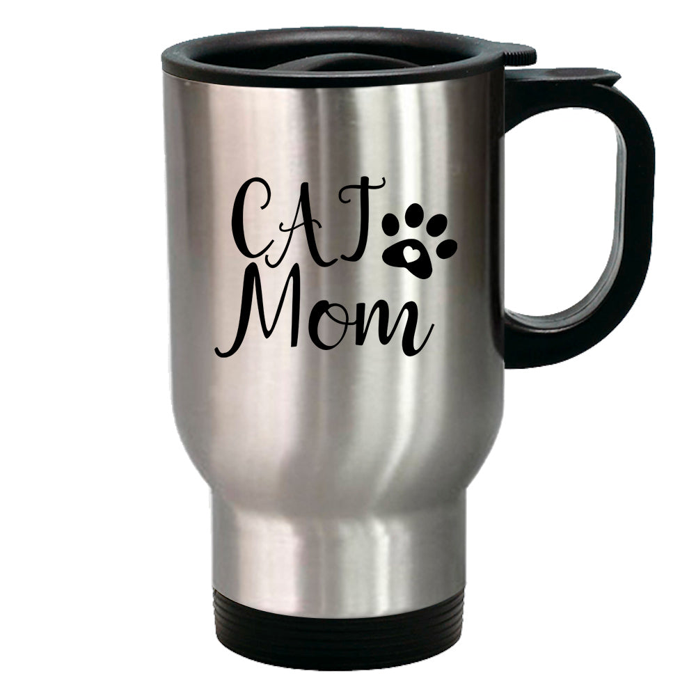 Metal Coffee and Tea Travel Mug Cat Mom Paw