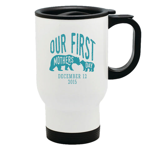Image of First Mothers Day Personalized Metal Coffee and Tea Travel Mug