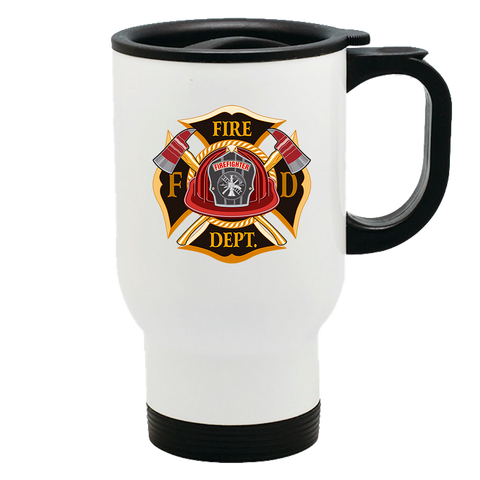Image of Metal Coffee and Tea Travel Mug Firefighter