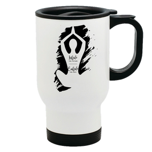 Metal Coffee and Tea Travel Mug Yoga Inhale Exhale