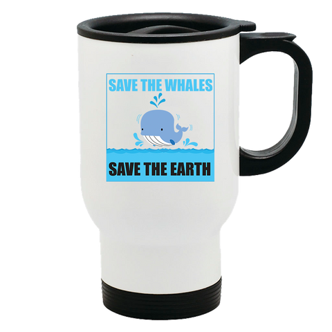 Image of Metal Coffee and Tea Travel Mug Save The Whale