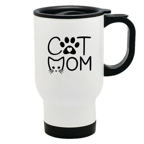 Image of Metal Coffee and Tea Travel Mug Cat Mom Kitty Face