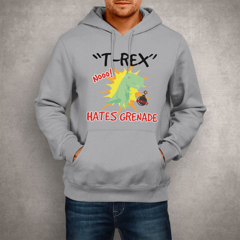 Image of Unisex Hoodie T-Rex Hates Grenade