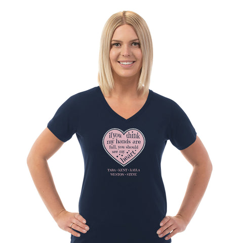 Image of Full Heart Personalized Ladies V Neck Tee