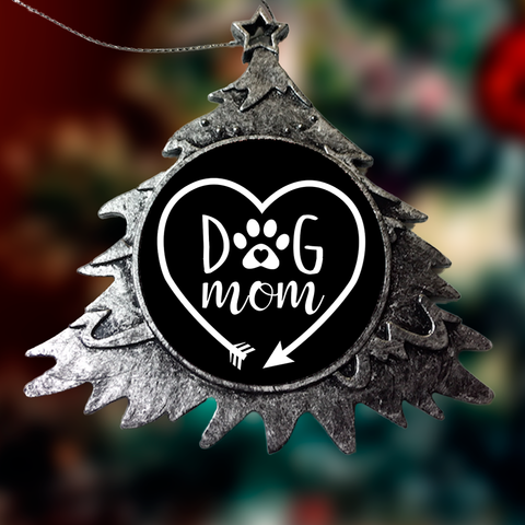 Dog Mom Heart Christmas Ornaments