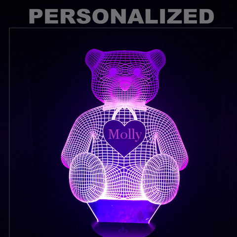 Image of Personalized Teddy Bear LED Lamp