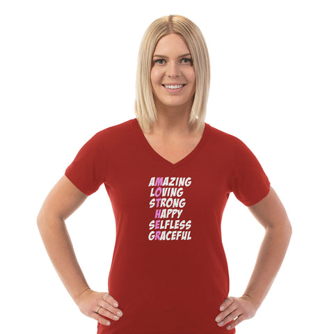 Image of Mother Words Ladies Cotton V-Neck T-Shirt