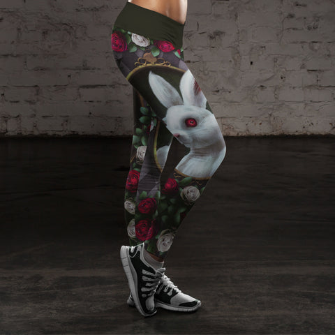 Image of Wonderland Leggings Classic Alice Adventure Rabbit