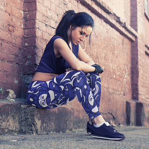 Native Pattern Blue and White Leggings
