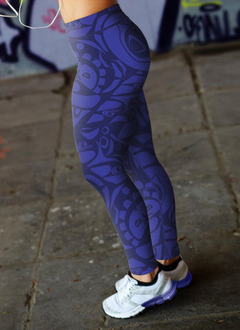 Image of Native Pattern Blue Leggings