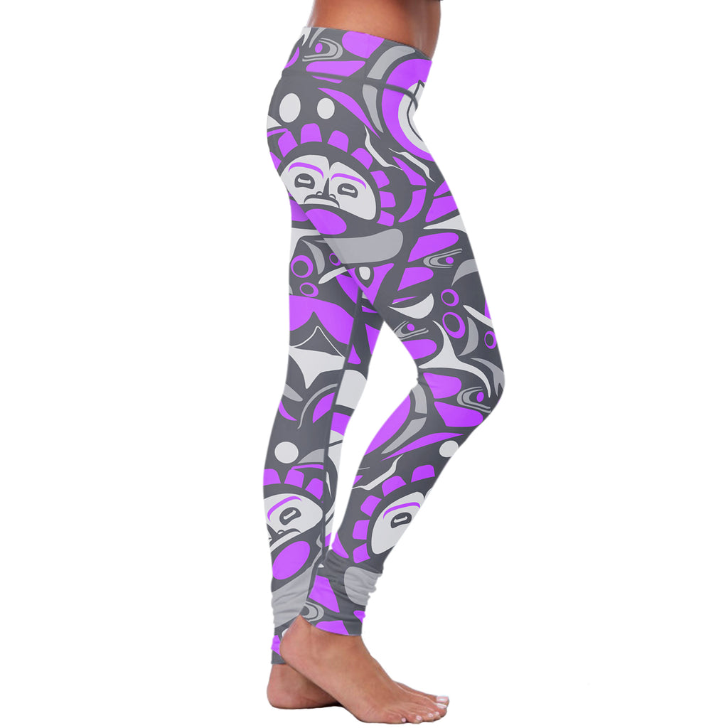 Native Pattern Purple and Gray Leggings