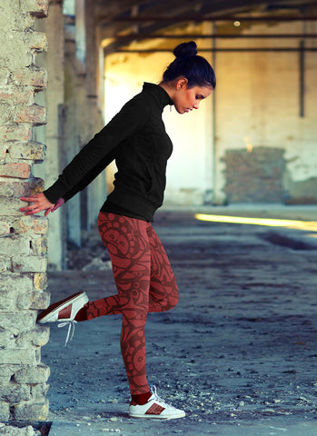 Image of Native Pattern Red Leggings