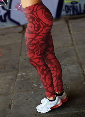 Image of Native Pattern Red Leggings
