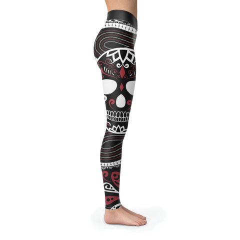 Image of Sugar Skull Ornamental Skull Leggings Yoga Pants