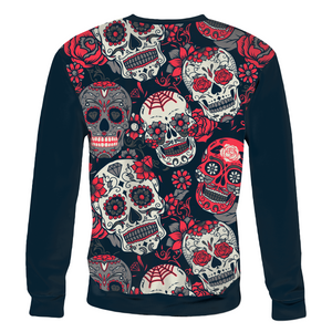 Sugar Skull Red Rose Unisex Sweatshirt