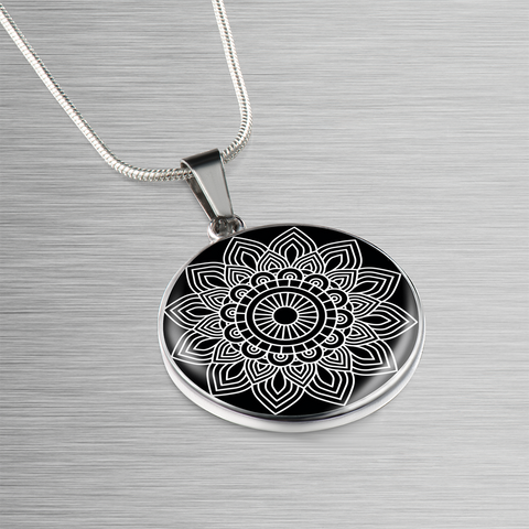 Mandala Black and White Pendant Necklace