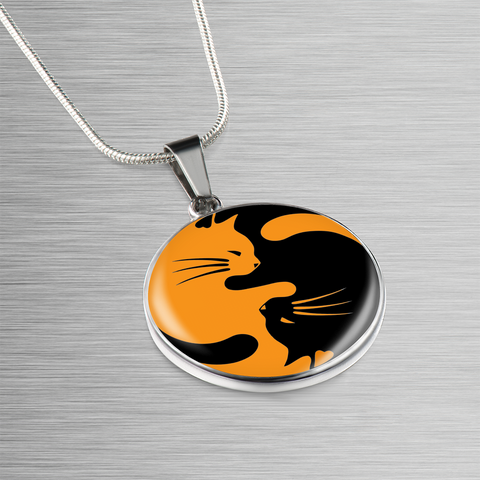 Image of Yinyang Cats Orange Pendant Necklace