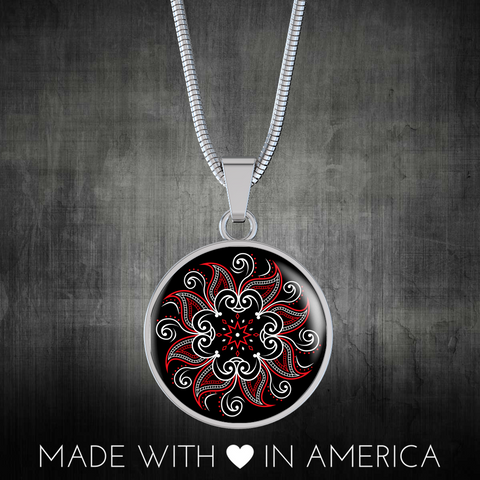Image of Mandala Black and Red Pendant Necklace