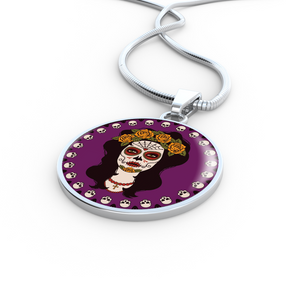 Calavera Purple Pendant Necklace