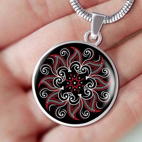 Image of Mandala Black and Red Pendant Necklace