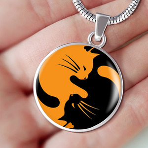 Yinyang Cats Orange Pendant Necklace