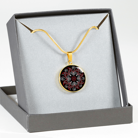 Image of Mandala Black and Red Gold Necklace Bracelet