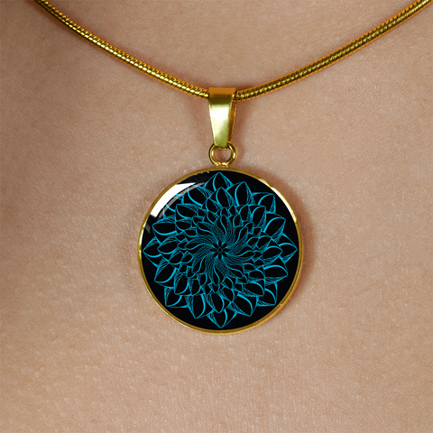 Mandala Turquoise Gold Necklace and Bracelet