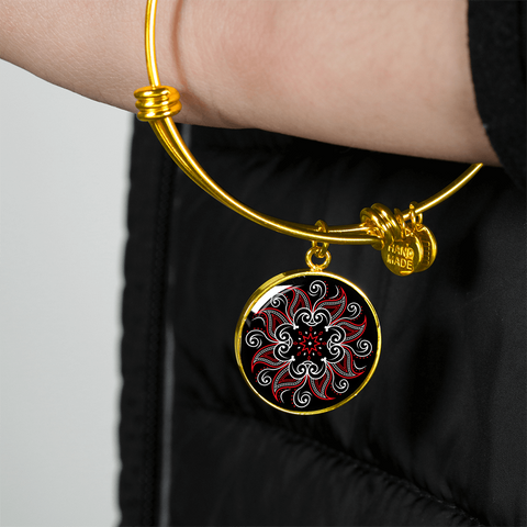 Image of Mandala Black and Red Gold Necklace Bracelet