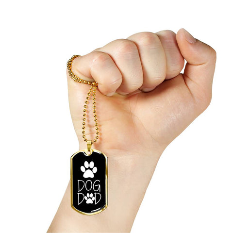 Image of Dog Dad Dog Tag Military Necklace Black
