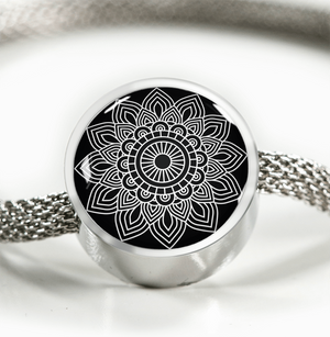 Mandala Black and White Charm Bracelet