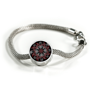 Mandala Black and Red Charm Bracelet