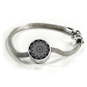 Mandala Black and White Charm Bracelet