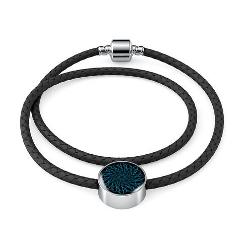 Image of Mandala Turquoise Unisex Leather Charm Bracelet