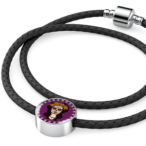 Calavera Purple Unisex Leather Charm Bracelet