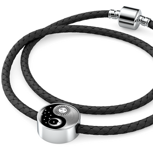 Yinyang Handcrafted Sun and Moon Unisex Leather Charm Bracelet