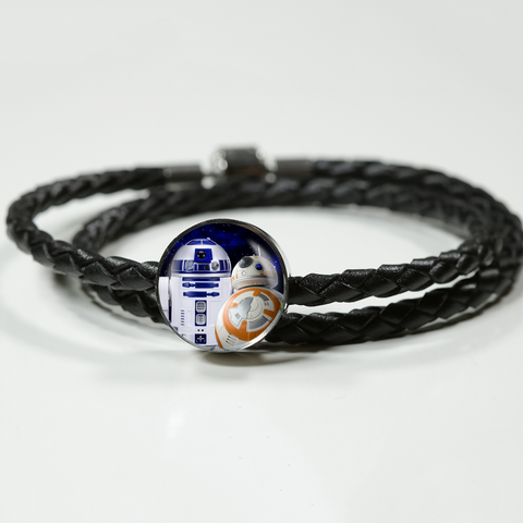 Image of R2-D2 BB-8 Unisex Leather Charm Bracelet