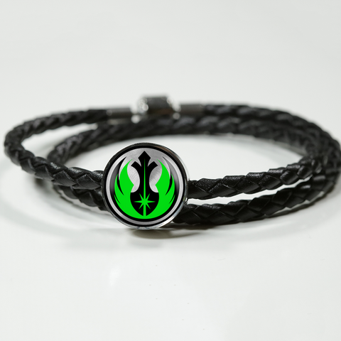 Image of Jedi Green Unisex Leather Charm Bracelet