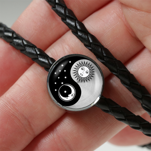 Image of Yinyang Sun and Moon Unisex Leather Charm Bracelet